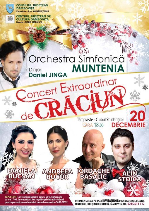 Concert extraordinar de Crăciun, susținut de Orchestra Simfonică „Muntenia”, dirijor Daniel Jinga